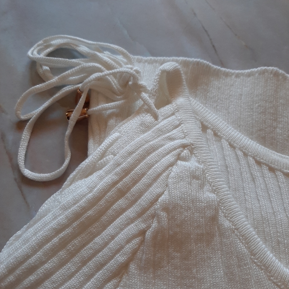 White Ribbed Sweater Top - Picture 7 of 8